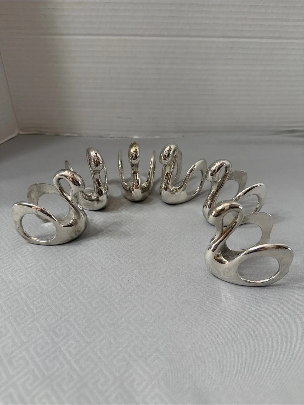 Vintage Wm A Rodgers Silverplate Swan Napkin Holders Set Of 6 Rings